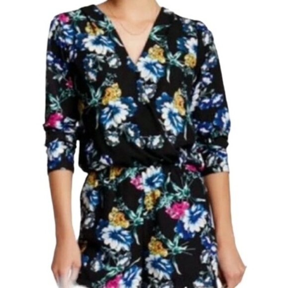 Eight Sixty Floral Long Sleeve Romper Large Womens Cottage Core Boho - Picture 4 of 9